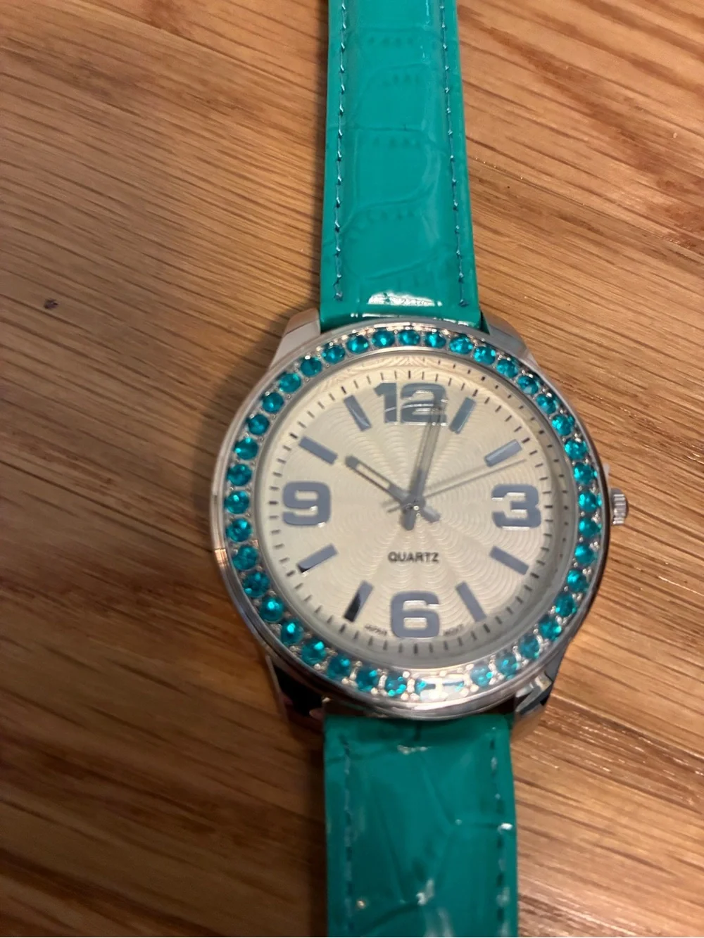 Teal Crystal-Trim Women’s Fashion Watch